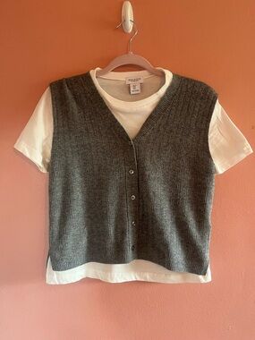 Song of Style Charcoal Ribbed Button Front Knit Vest